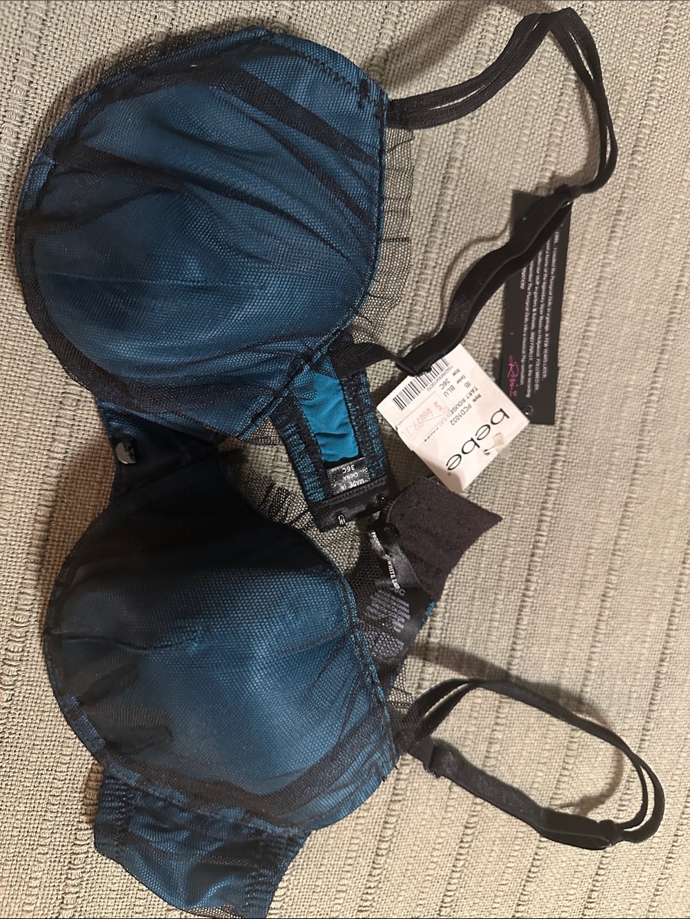 BEBE Teal and Black Underwire Bra - Kids Bottoms